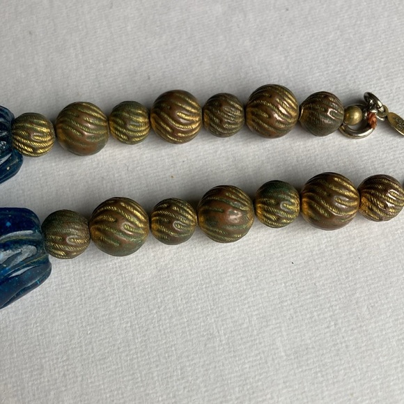 Cadoro Chunky Glass Bead Gold Tone Long Necklace - Picture 6 of 11